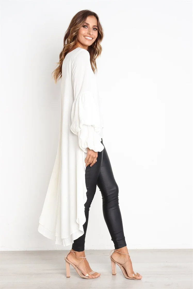 

2021 new 7-color spring and autumn sexy ruffled long-sleeved irregular women's dress