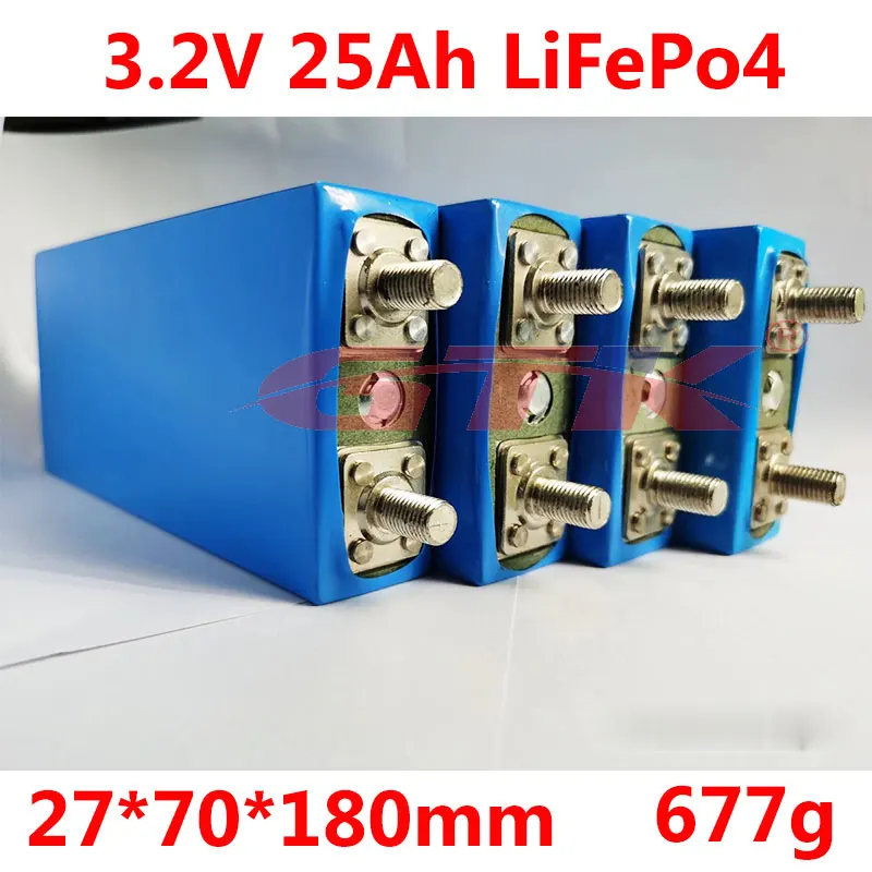 4 шт. перезаряжаемые призматические 3 2 в 25 Ач LiFepo4 с гайками для 12 В Lifepo4