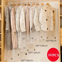 10pcslot plastic transparent clothes dust cover hanging pocket storage bag wardrobe garment dry cleaner suit coat protector bag