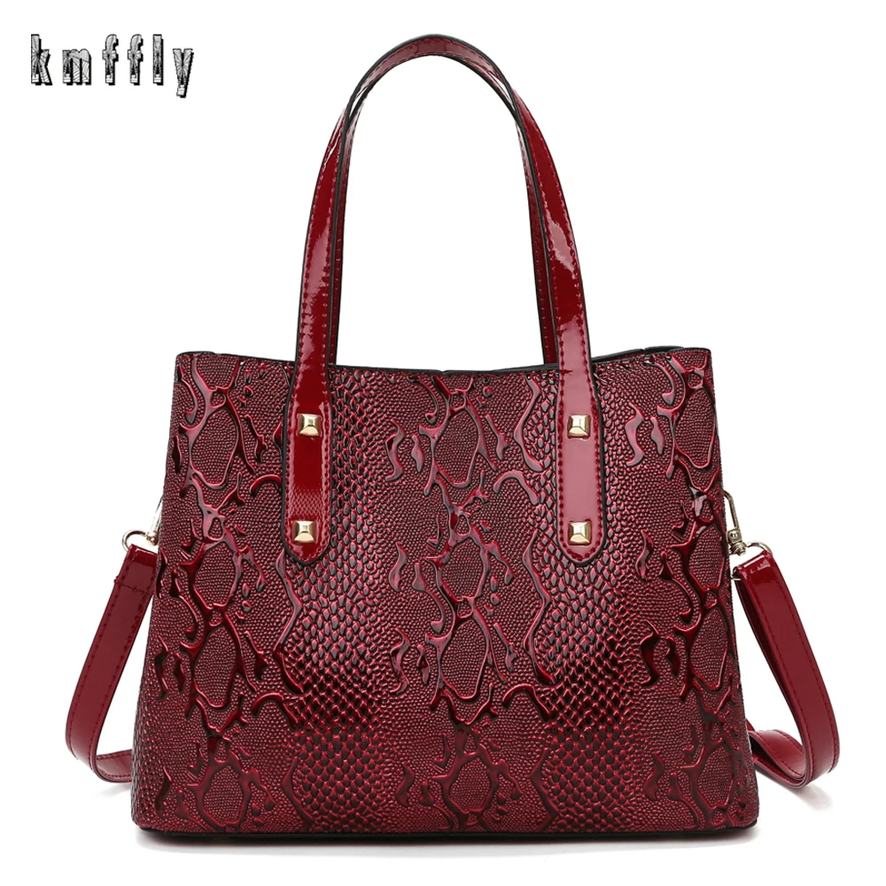 

New Luxury Serpentine Pattern Handbag Women PU Leather Shoulder Bags Brands Design Tote Bag High Capacity Lady Purse Sac a Main
