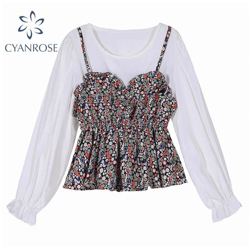 Женская винтажная пушистая блузка стрепа с длинным рукавом фонариком короткая