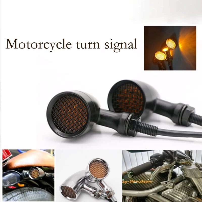 

2pcs Motorcycle aluminium Retro Bullet LED Turn Signal lamp Brake Light Mesh Lens For Harley Chopper Bobber Yamaha Honda