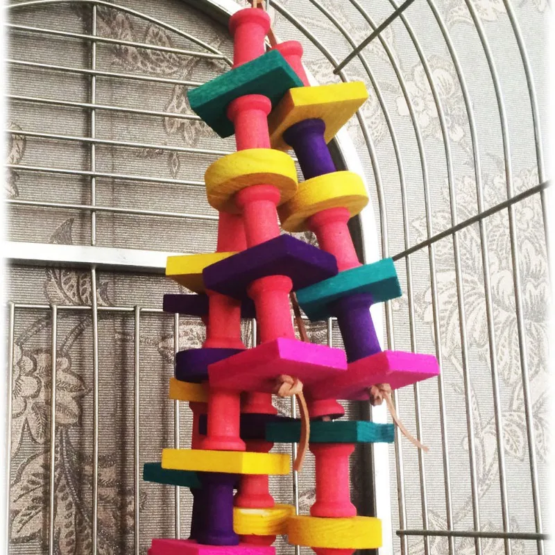 Птица клетка для попугая игрушки Радуга укус строка строительные блоки