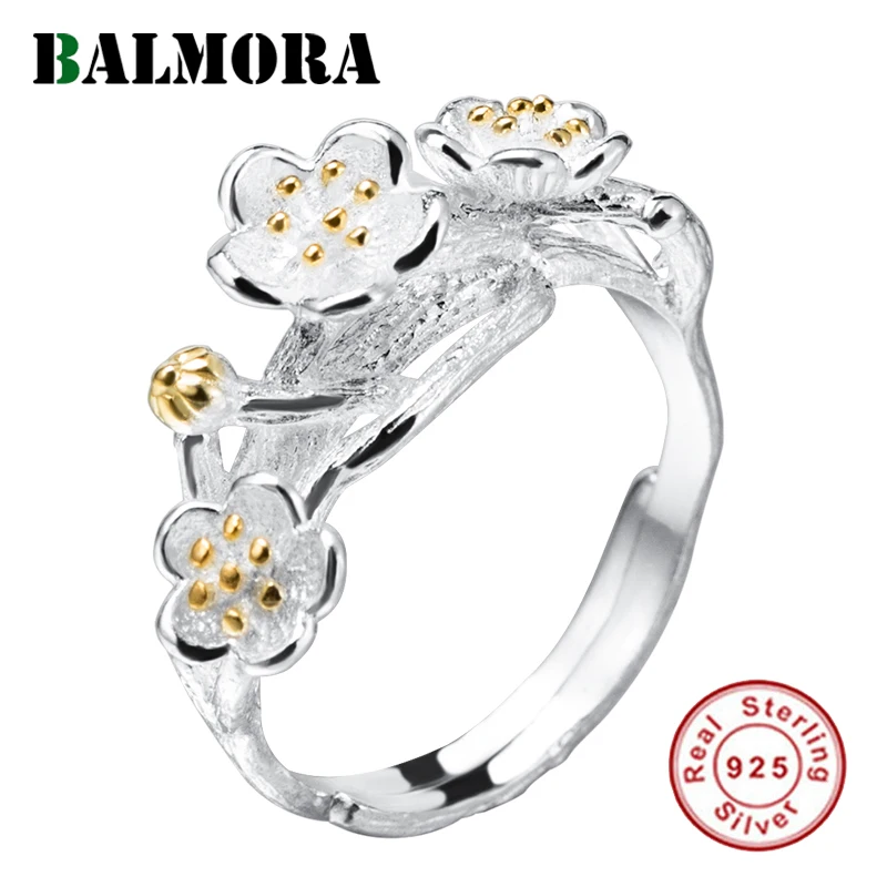 BALMORA 925 серебро романтический цветок лотоса Открытый Укладки Кольцо для женщин подарок любовника Свадебные Элегантные ювелирные изделия Anillo