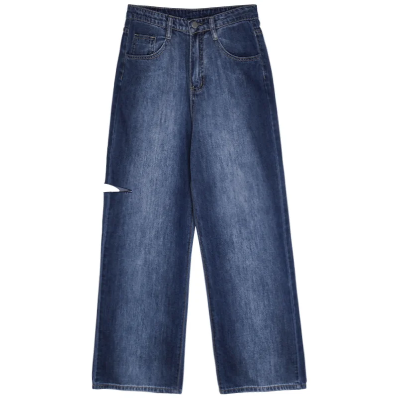 Джинсы женские с завышенной талией черные свободные повседневные Прямые Штаны