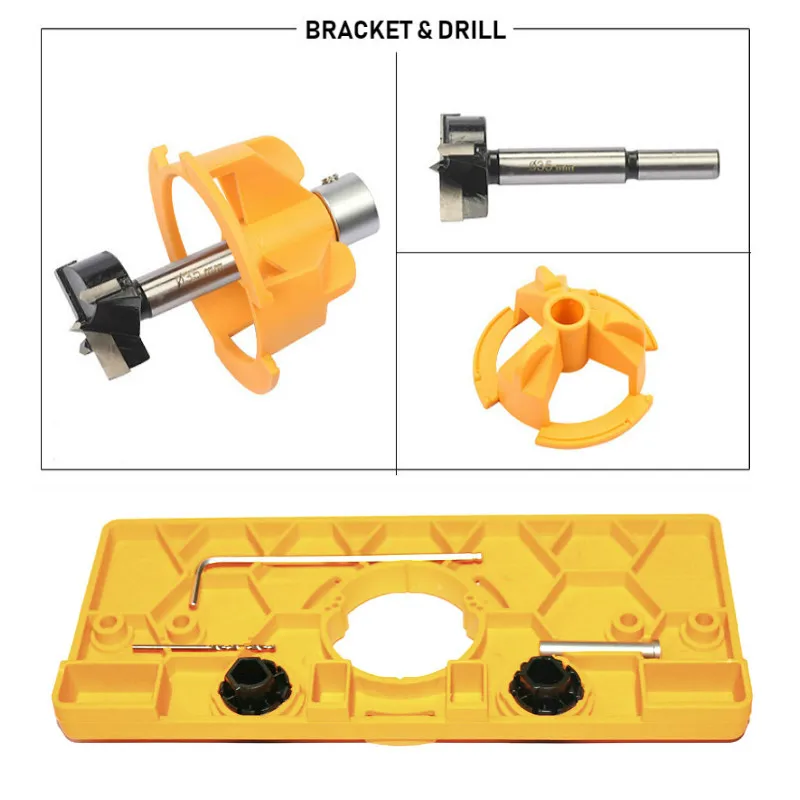 Качество 35 мм Скрытая чаша стиль шарнир джиг расточные сверла руководство + 5 шт.