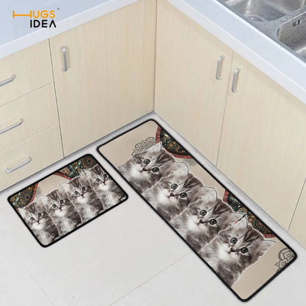Economici HUGSIDEA 3D Cane Gatto Con Enthic Di Arte Modello Di Casa Zerbino 2pcs Set Antiscivolo Entrata Del Tappeto Pavimento Lavabile Camera Da Letto Tappeti Da Cucina