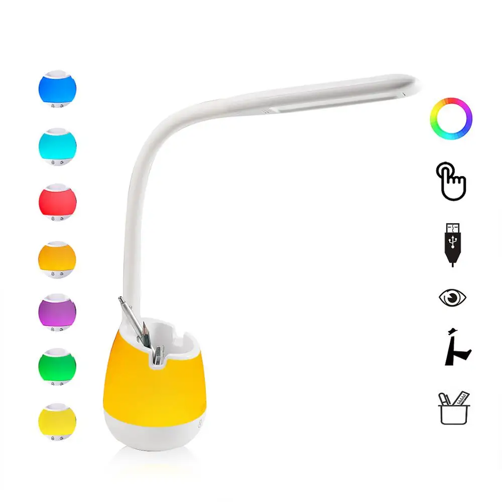 Исследование светодиодный настольная лампа с держателем ручки сенсорный