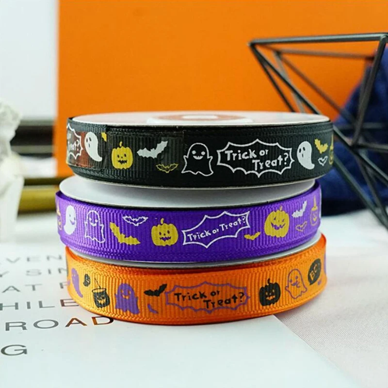 Горячая Распродажа 23 м лента для упаковки подарков на Хэллоуин оранжевый призрак