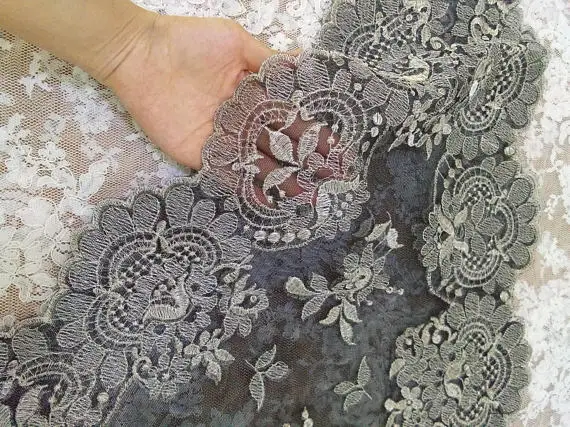 Серебристая металлическая Черная шаль часовник католическая Фата вышивка