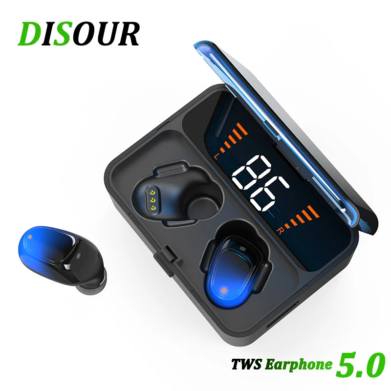 DISOUR наушники вкладыши TWS с 5 0 Bluetooth IPX5 Водонепроницаемый 3D стерео Беспроводной