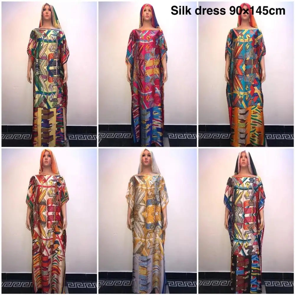 

Super size Kaftan Silk women dress sweet Printed Malaysia Women dresses fashionable african femme dress african dresses