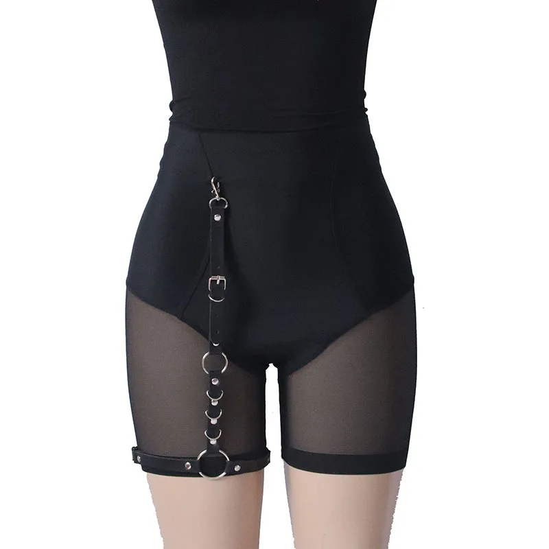 

Suspenders Women Sexy Punk Pu Leg Loops Legs Chain Rock Hip-Hop Club Performances Shorts Leggings With Garter Belt Straps