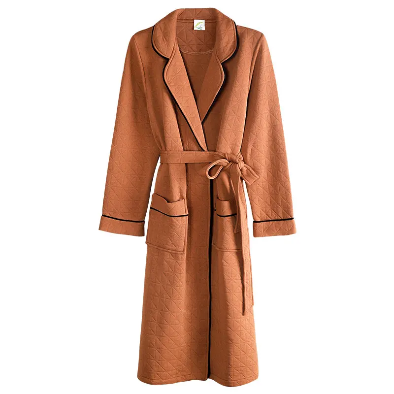 Цвет хаки большие размеры одинаковое Белье для сна халат с длинным рукавом и