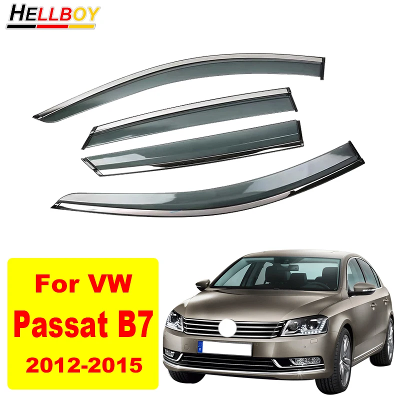 

4 шт. для VW Passat B7 2013, автомобильные дверные оконные козырьки, дождевые ветровые дефлекторы, защитный козырек, солнцезащитные оттенки, автомобильные аксессуары 2012-2015