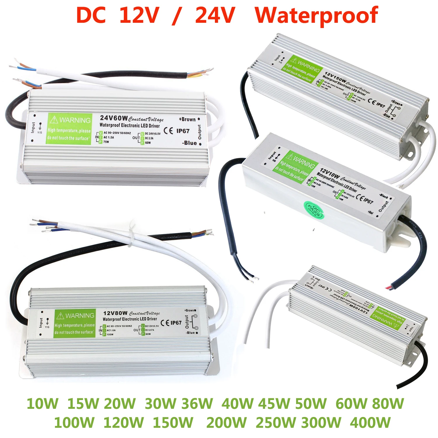 DC 12V 24V Питание IP67 Водонепроницаемый светильник ing трансформаторы Светодиодный