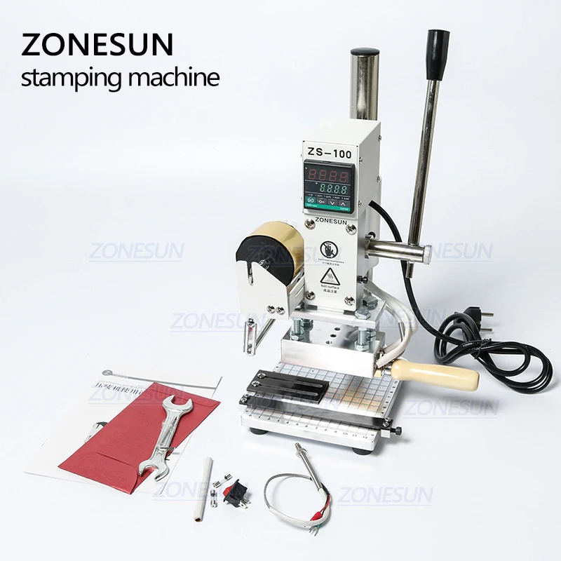 ZONESUN ZS100 машина для горячего тиснения фольгой ручная Бронзирующая ПВХ карты кожа