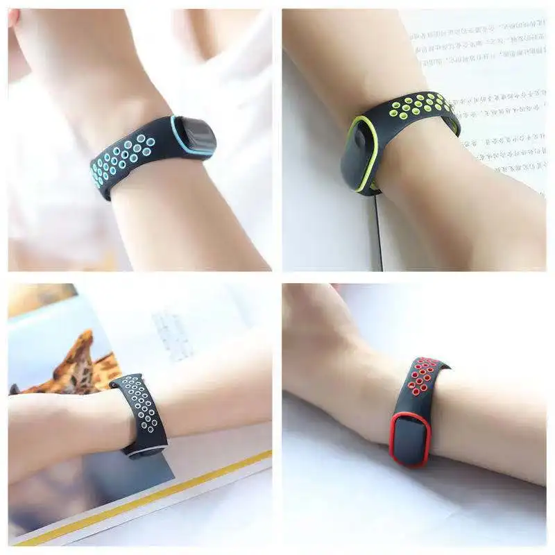 

watch Strap For Xiaomi Mi Band 3 4 5 6 Two-Color Replacement Porous Breathable Anti-Sweat Sport Smart Wrist Buckle Band5 Band6