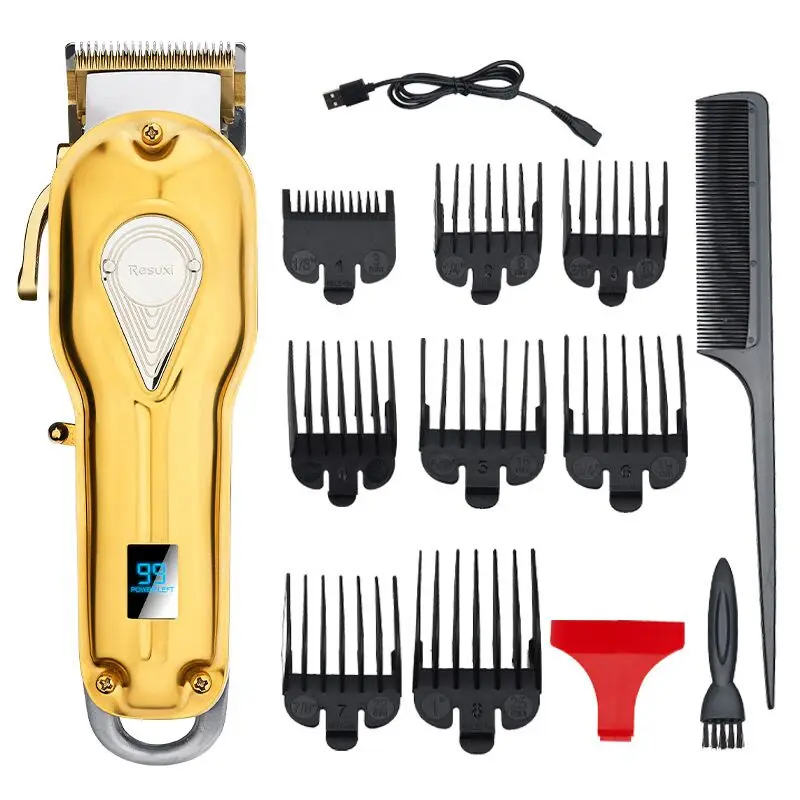 

Professional Powerful 8W hair clipper trimmer barber all metal men haircutting machine USB rechargeable with a comb nozzle