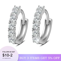 2020 new hot sale 100 real 925 sterling silver crystal circle earring for women making jewelry gift wedding party engagement