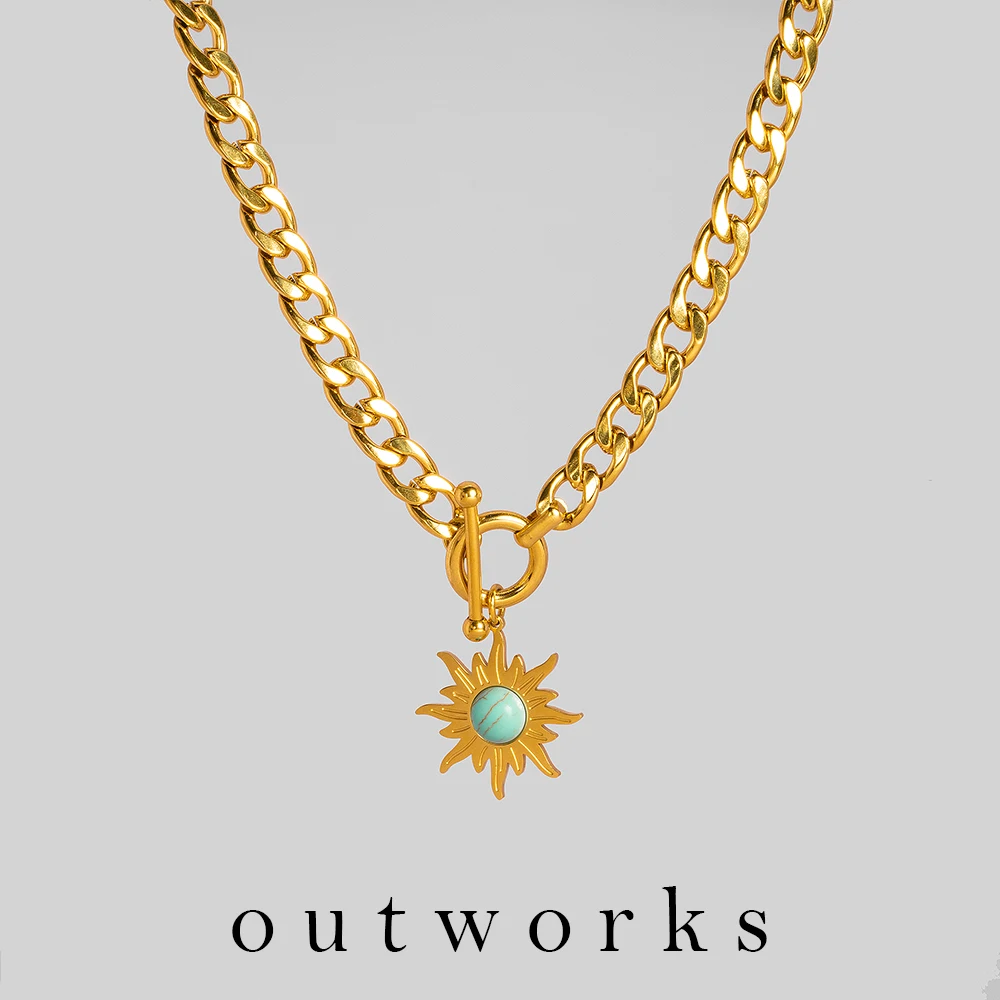 Outworks 2021 новый хип-хоп креативный винтажный простой Подсолнух бирюзовый кулон