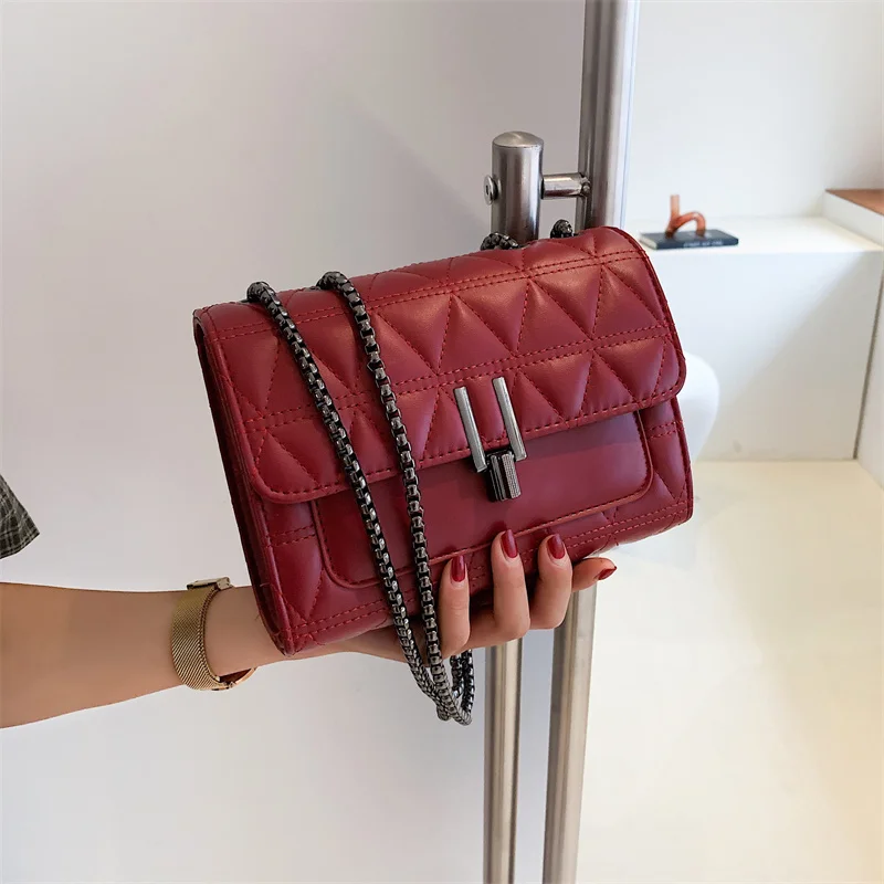 

Chain Shoulder Bag for Women Fashion Luxury Classic High Quality PU Leather Ladies Flap Small Crossbody Messenger Bag Thread55z