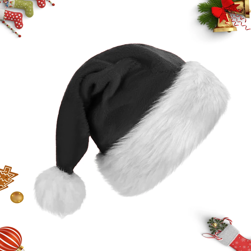 

Плюшевая Черная шапка Санты с длинным хвостом, Рождественская шапка, рождественские украшения, Необычные Костюмные шапки для подростков, в...
