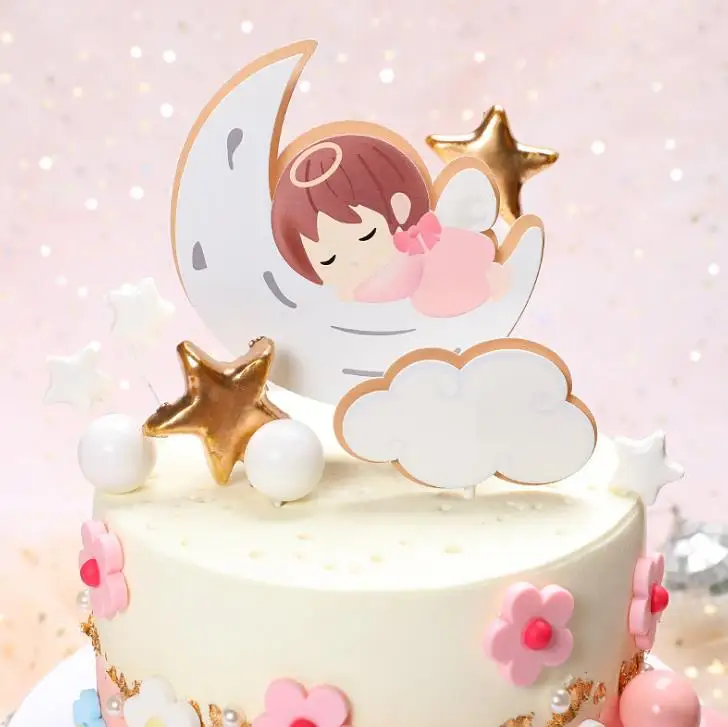 5 шт./компл. милый ангел луна облако Капкейк с надписью Baby флаги дети мальчики