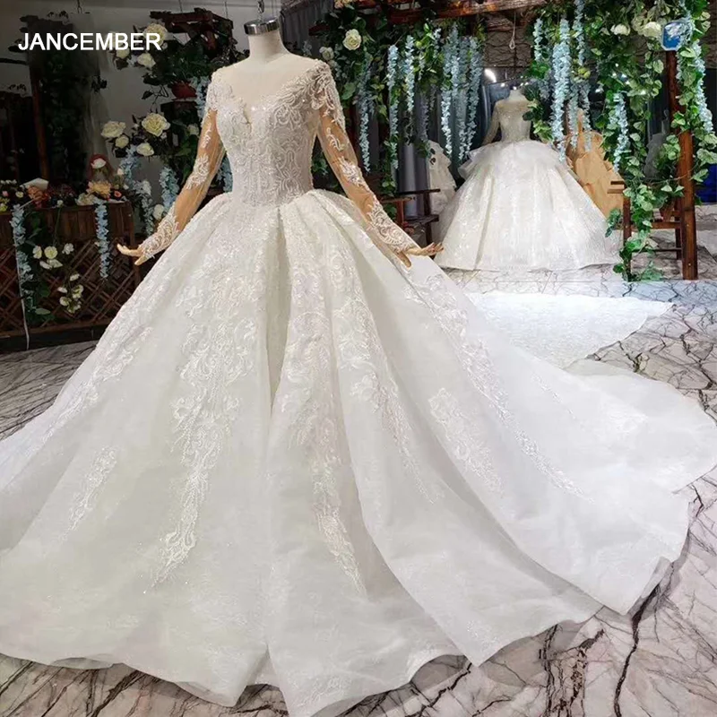 HTL372G свадебное платье со съемным шлейфом и вуалью для свадьбы длинное с круглым