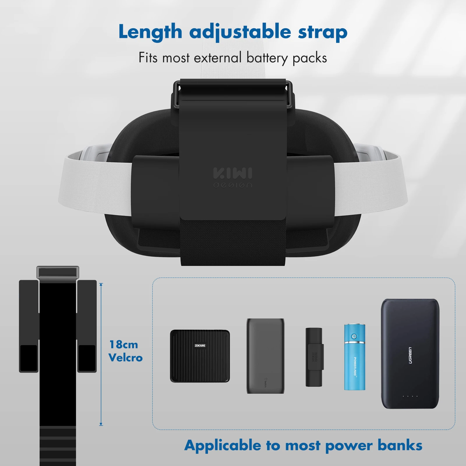 kiwi design vr power bank fixing strap for oculus questquest 2 accessories fixed on vr headset strap not for elite strap free global shipping