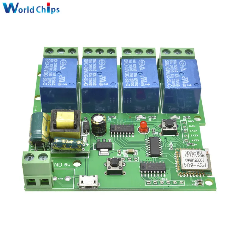 220V 4 wifi реле канала модуль с помощью приложения на телефоне Беспроводной дистанционного Управление WI-FI переключатель пробежку с встроенной функцией спуска затвора блокировки 433 м для смарт-Приспособления
