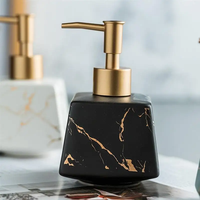 

Ceramics Marbling Lotion Bottle Handwashing Fluid Soap Dispenser Press the Bottle Soap Liquid Container for Kitchen Bathroom
