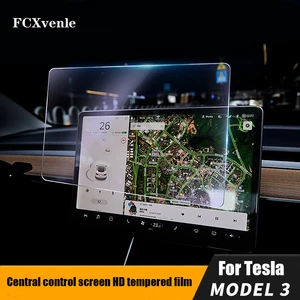 car center control touchscreen tempered glass protector film for tesla model 3 y s x accessories navigation screen protection free global shipping