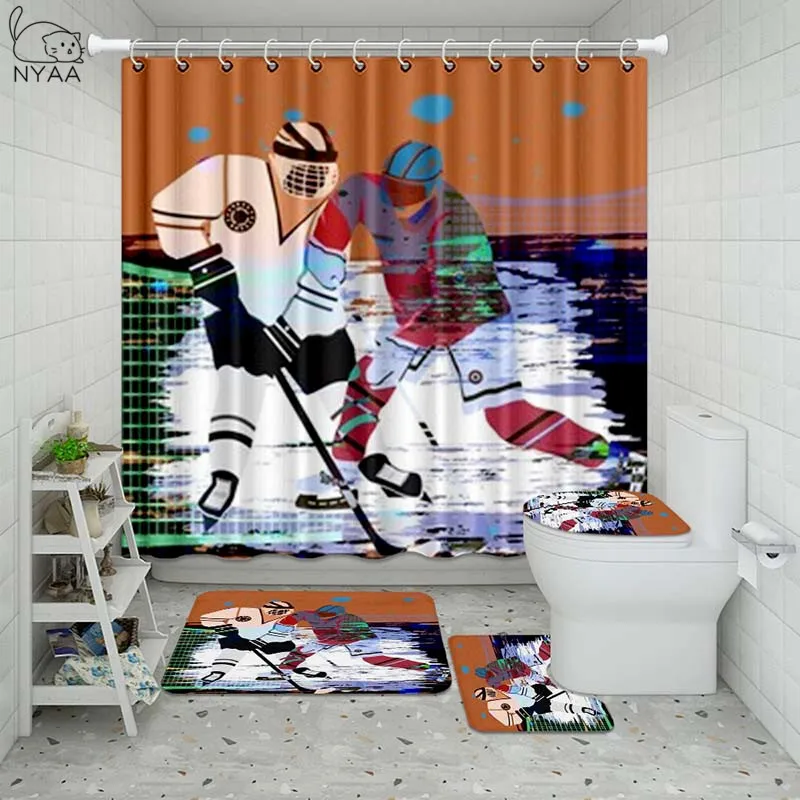 Vixm США хоккейная Ванная комната Водонепроницаемая душевая занавеска набор с