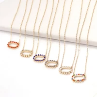 2021 new arrivals hollow out small oval frame inlay multicolor crystal necklace for women girls fashion jewelry