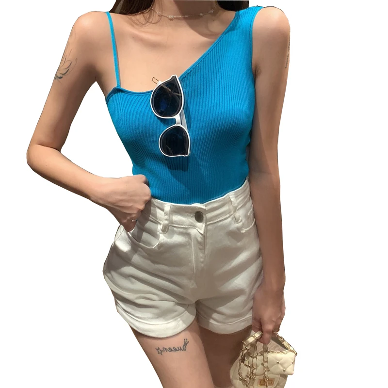 Новинка 2020 летний женский топ сексуальная Трикотажная майка корейский модный