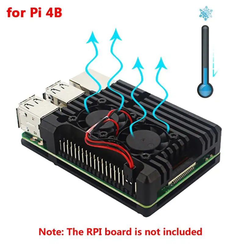 Чехол для радиатора Raspberry Pi 4 Алюминиевый металлический чехол с двойным