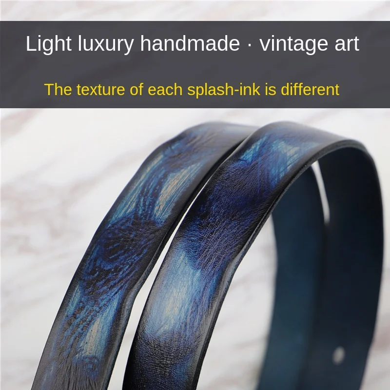 Belts for Women Luxury Designer Brand Casual Fashion Wild Cowhide Color Hand-Painted Ink Retro High Quality