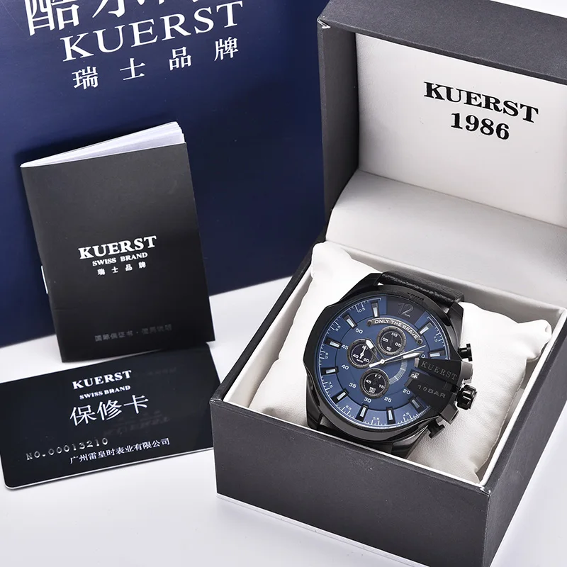 

Мужские водонепроницаемые кварцевые часы с хронографом, из нержавеющей стали