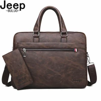 JEEP BULUO Famous Brand Men Briefcases High Quality 14Laptop office Business Bag Leather Shoulder Messenger Bags Travel Handbag