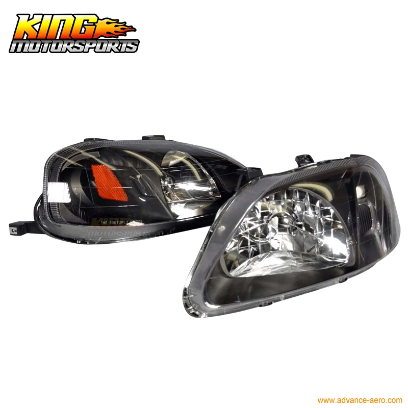 Черный корпус фары лампы W/янтарный угловой отражатель подходит для 1999-2000 Honda Civic