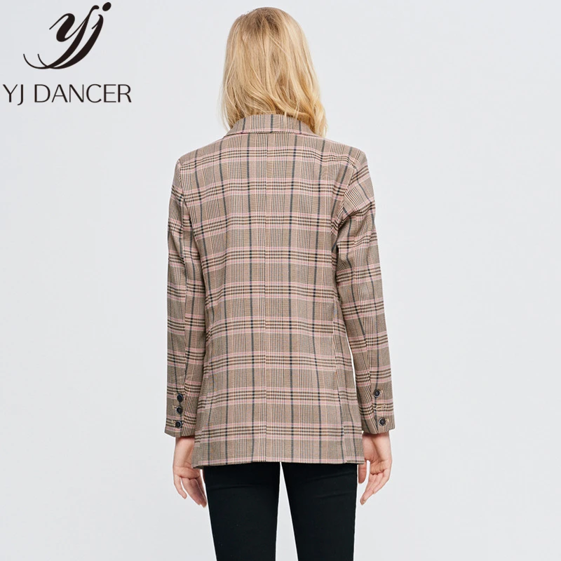 Autumn Winter New Women's Jacket Plaid Casual Lattice Long-Sleeved Straight Blazer Fashion Small Suit Female ZZZ154