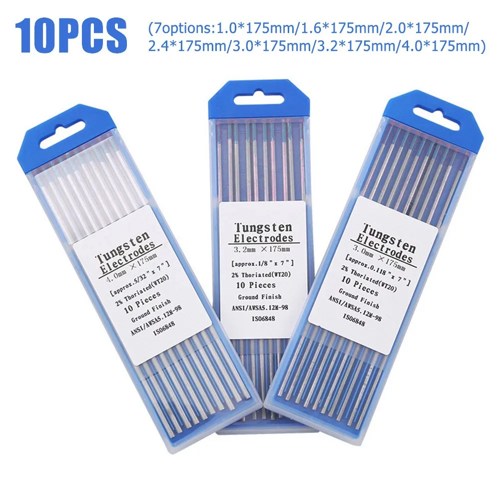 10Pcs Professional TIG Welding Rods Lanthanated WL20 TIg G Tungsten Electrode 1.0-4.0mm 175mm Length Metalworking Welding Sticks