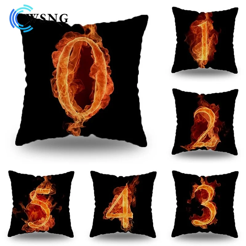 

Cartoon Flame Digital Pattern Printed Pillowcase Square Plush Pillowcase Car Living Room Sofa Decorative Cushion Cover