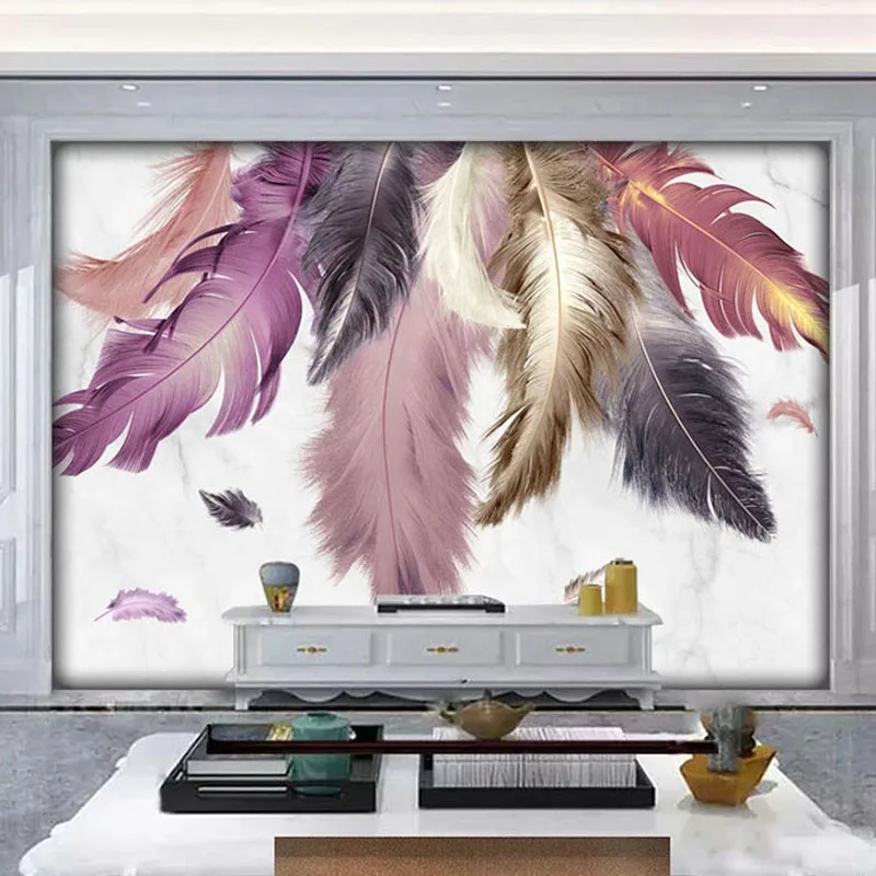

Custom 3D Wallpaper Modern Creative Marble Feather Murals Living Room TV Sofa Bedroom Home Decor Luxury Wall Paper For Walls 3 D