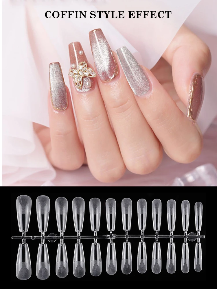 

Nailpop Nail Art Tips Semi-Matt Style False Nails Coffin/Stiletto/Oval/Almond/Square Full Cover Fake Nails Tip 240pcs