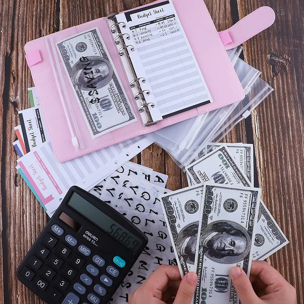 2021 A6 Pu Leather Binder Budget Macaron Notebook Planner Organizer With Expense Sheets And Letter Sticker For Stationery | Канцтовары
