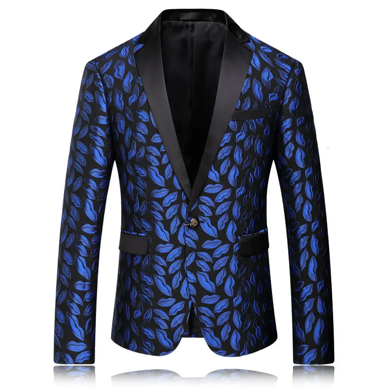 

Blue Tuxedo Jacket Luxury Shinny Black Prom Blazer 2021 Spring Stage Costumes For Singers Marriage 4XL Slim Fit Blazer Hombre