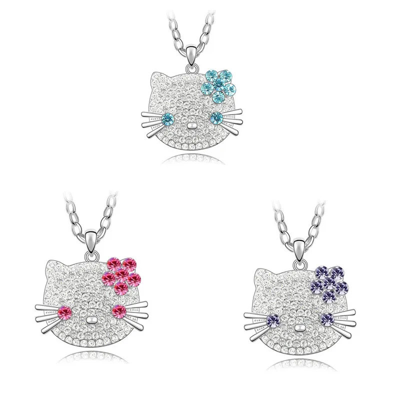 

Kawaii Sanriod аниме мультфильм серия мода популярный драгоценный камень цветок глаз Китти ключица ожерелье ювелирные изделия Baby Girl праздник под...