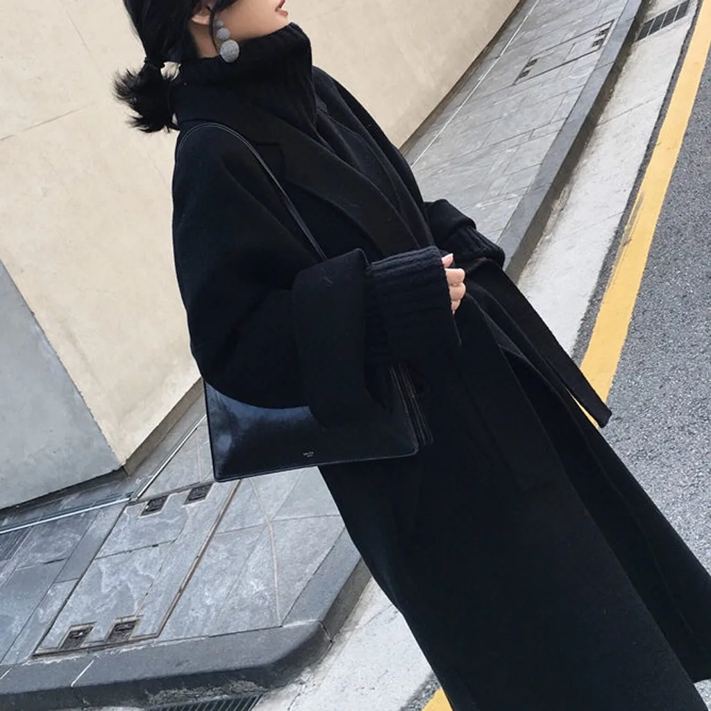 Женское длинное шерстяное пальто SAGACE свободное повседневное размера плюс в